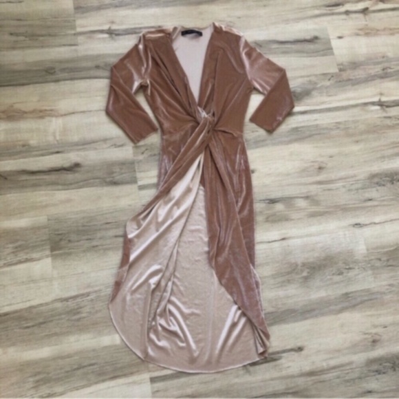 Champagne Velour Zara Basics Cocktail Dress - Picture 5 of 13
